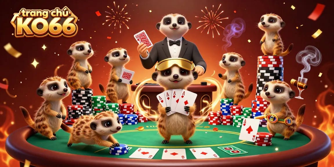 Experience thrilling action at trang chủ KO66 with spectacular meerkats running a casino