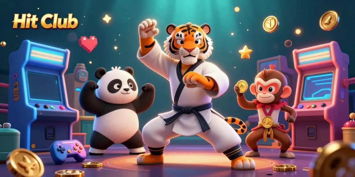 Experience the Hit Club excitement with vibrant casino elements, kung fu masters, and playful tokens.
