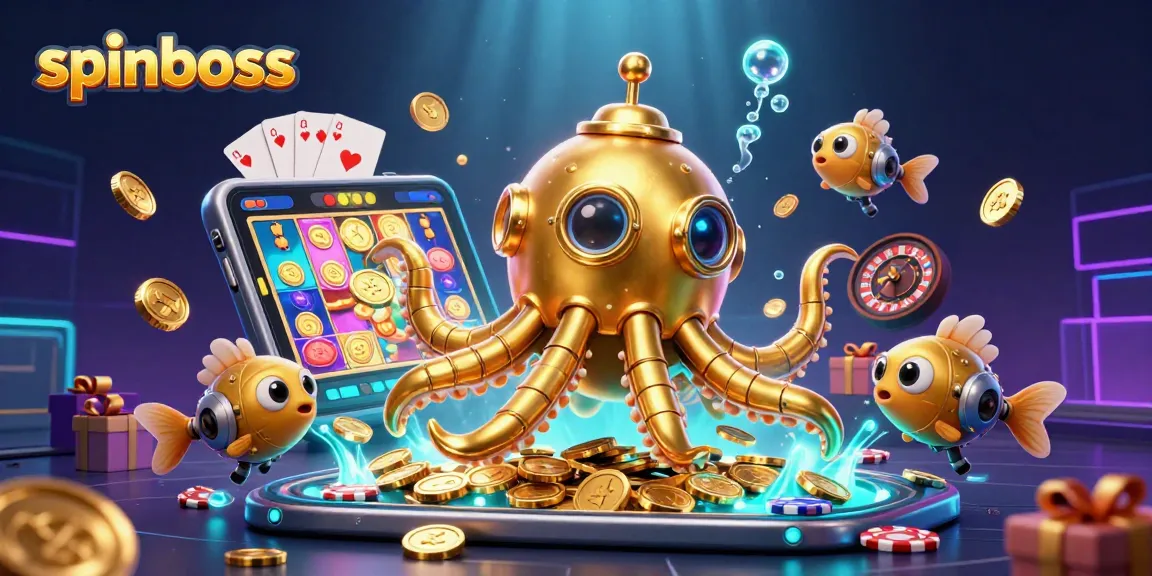 Experience spinboss with captivating slot games, golden coins, and vibrant gameplay elements.